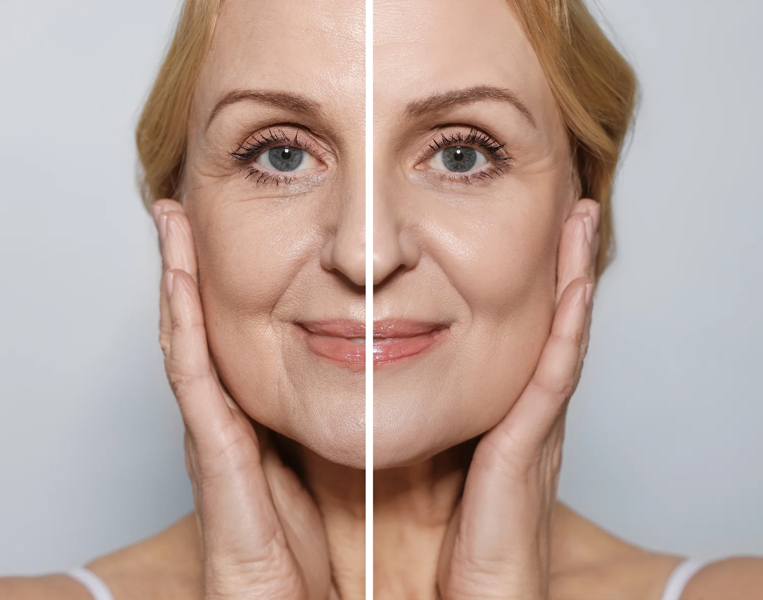 A beautician providing skincare treatment to a woman in a clinic setting, focusing on care and relaxation.